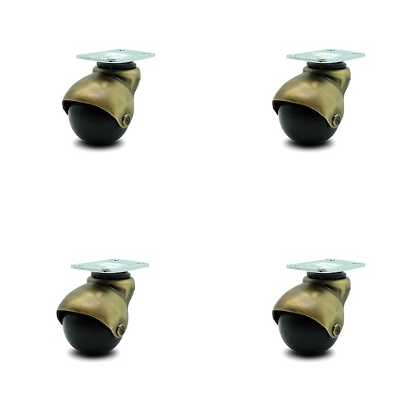 Service Caster 2 Inch Antique Brass Hooded Top Plate Ball Casters, 4PK SCC-TP01S20-POS-WA-4 - main